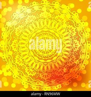 Mandala background abstract round ornament ethnic indian orange Stock Vector