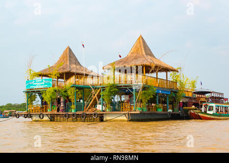 LAKE TONLE SAP, COMBODIA - Floating houses in floating Village at Tonle Sap Lake the largest freshwater lake in Southeast Asia in Unesco Stock Photo