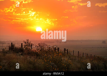 Sunrise at North Platte River valley, western Nebraska, USA Stock Photo