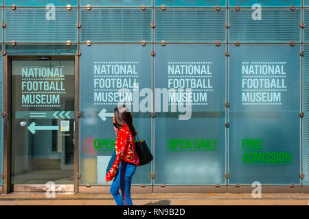 Manchester, UK - May 18 2018: The National Football Museum is The world's biggest and best football museum, originally based in Deepdale, Preston, Lan Stock Photo