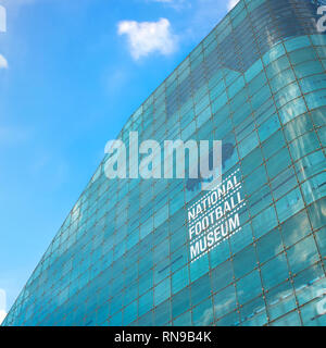 Manchester, UK - May 18 2018: The National Football Museum is The world's biggest and best football museum, originally based in Deepdale, Preston, Lan Stock Photo