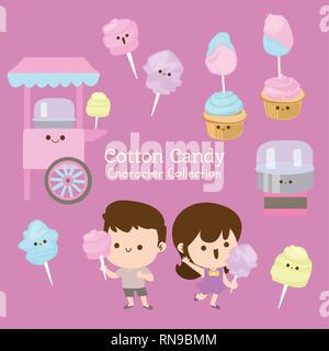 cute character set of cotton candy Stock Vector