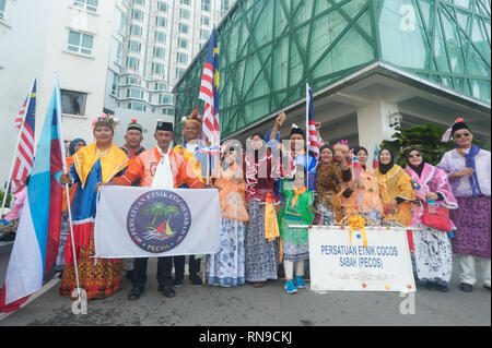 Kota Kinabalu Sabah Malaysia-August 31, 2016 : Cocos ethnic of Sabah attending state level Malaysia National day in Kota Kinabalu. The Cocos migrated  Stock Photo