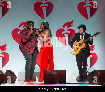 New York, NY - February 7, 2019: Michael and Tanya Trotter of War and Treaty perform on runway for Red Dress Collection 2019 Go Red for Women at Hammerstein ballroom Stock Photo