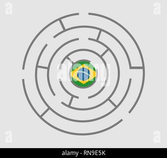 Brazil flag in the maze of politic problems Stock Vector