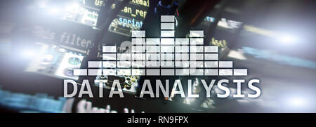 Big Data analysis text on server room background. Internet and modern technology concept Stock Photo