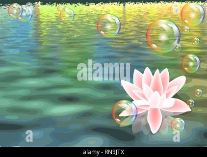 lotus and bubbles. abstract nature vector background Stock Vector