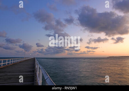 Visit Australia. Views and scenics of the state of Queensland, in the country and continent of Australia.  Hervey Bay and Pier Stock Photo