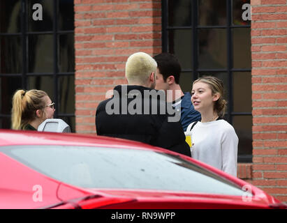 Genevieve 'G' Hannelius gets a hot drink and chats with friends after a workout  Featuring: G Hannelius Where: Los Angeles, California, United States When: 18 Jan 2019 Credit: WENN.com Stock Photo