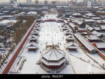 Shenyang, Shenyang, China. 18th Feb, 2019. Shenyang, CHINA-Aerial photography of snow-covered Mukden Palace in Shenyang, Liaoning Province. Credit: SIPA Asia/ZUMA Wire/Alamy Live News Stock Photo