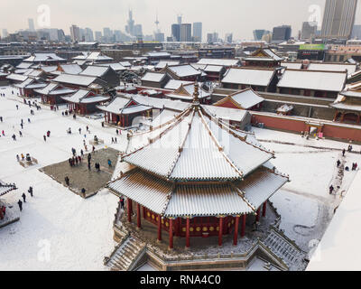 Shenyang, Shenyang, China. 18th Feb, 2019. Shenyang, CHINA-Aerial photography of snow-covered Mukden Palace in Shenyang, Liaoning Province. Credit: SIPA Asia/ZUMA Wire/Alamy Live News Stock Photo