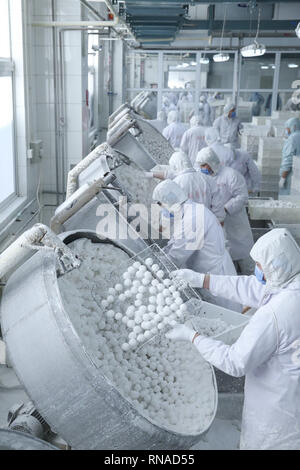 Beijing, Beijing, China. 18th Feb, 2019. Beijing, CHINA-Workers are busy making glutinous rice balls at a factory in Beijing, China. Credit: SIPA Asia/ZUMA Wire/Alamy Live News Stock Photo