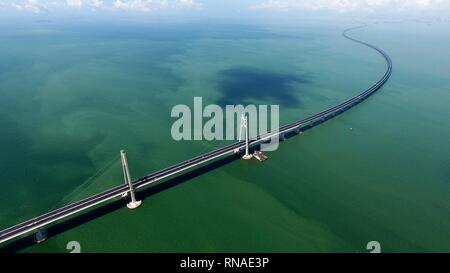 Beijing, China. 6th June, 2017. Photo taken on June 6, 2017 shows the construction site of the Hong Kong-Zhuhai-Macao Bridge in the Lingdingyang waters, south China. Credit: Liang Xu/Xinhua/Alamy Live News Stock Photo