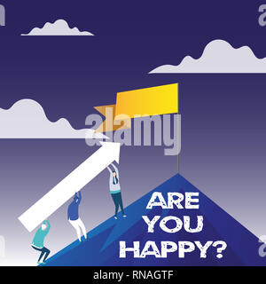 Handwriting text writing Are You Happy. Concept meaning Asking if you are fulfilled in your life enjoying moments Stock Photo