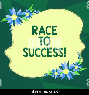 Writing note showing Race To Success. Business photo showcasing