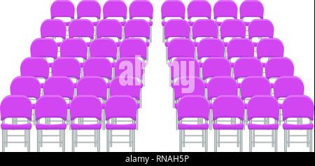 Group of purple plastic chairs with flat and solid color design. Stock Vector
