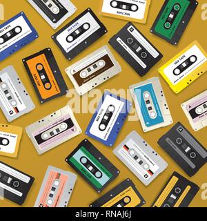 Vintage Retro Cassette Tape Pattern Design Template Vector Illustration Stock Vector