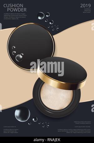 Makeup Powder Cushion Poster Template Vector Illustration Stock Vector