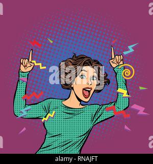 woman pointing finger. Pop art retro vector illustration vintage