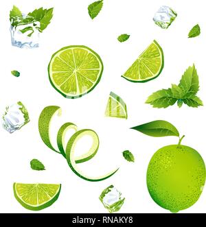 Vector illustration. Set of parts of orange. Stock Vector