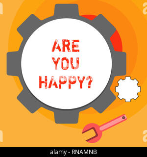 Word writing text Are You Happy. Business concept for Asking if you are fulfilled in your life enjoying moments Stock Photo