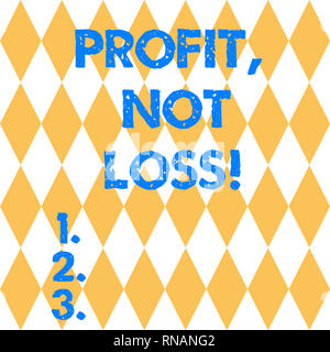 Text sign showing Profit Not Loss. Conceptual photo Just revenues good economic strategy successful finances Harlequin Design Diamond Shape in Seamles Stock Photo