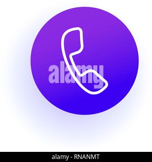 Phone icon. Handset in a circle. Purple gradient Stock Vector