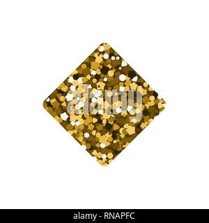 Playing card suit icon. Golden spangle. Tiles Diamonds. Vector illustration. Stock Vector