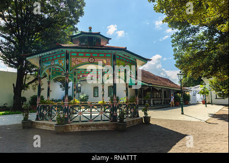 Yogyakarta Indonesia - Aug 1, 2016 : Courtyard of  Kraton or Sultan Palace called Keraton Ngayogyakarta Hadiningrat in Yogyakarta Indonesia. Stock Photo