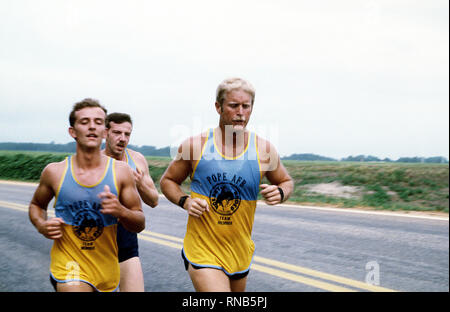 Combat controllers participate in a three-mile run during the Volant Rodeo 1981 competition. Stock Photo