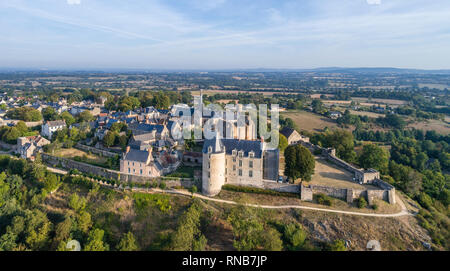 France, Mayenne, Sainte Suzanne, labelled Les Plus Beaux Villages de France (The Most Beautiful Villages of France), general view of the village (aeri Stock Photo