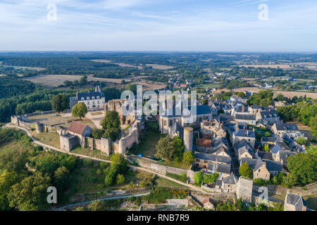 France, Mayenne, Sainte Suzanne, labelled Les Plus Beaux Villages de France (The Most Beautiful Villages of France), general view of the village (aeri Stock Photo