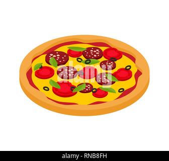 Pizza isometric style isolated. Fast food vector illustration Stock Vector