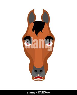 Horse angry emoji. Steed evil emotions. hoss aggressive. Vector illustration Stock Vector
