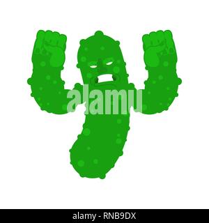 Cucumber Strong Cool serious. Vegetable powerful strict. Vector illustration Stock Vector