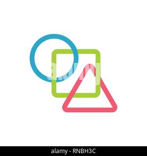 linked colorful basic shapes kid education simple logo Stock Vector
