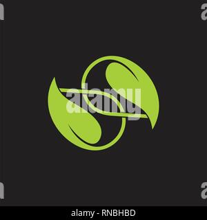linked leaf flat monogram logo vector Stock Vector