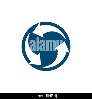 circle arrows rotate negative space logo Stock Vector