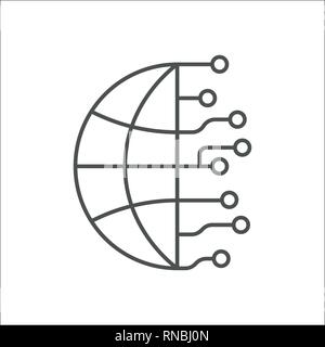 Internet of things, IoT, Industry 4.0, AI devices and connectivity concepts on a network. Digital circuit board the planet Earth. Editable Stroke. EPS Stock Vector