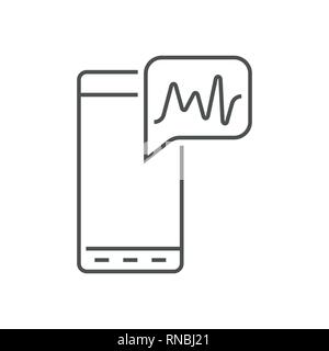 Phone icon in line style. AI concept implemented in a smartphone. Vector outline pictogram for infographic, web design and app development. EPS 10 Stock Vector