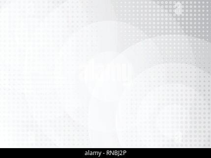 Abstract white circles overlay layers with halftone effect on gray gradient background. You can use for template cover brochure, poster, banner web, c Stock Vector