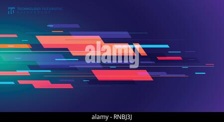 Template banner abstract technology futuristic geometric colorful on dark blue background. Vector illustration Stock Vector