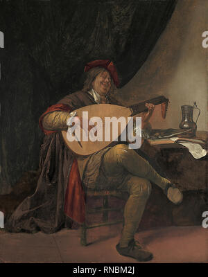 Jan Havicksz. Steen (Leiden, 1626-1679). Self- Portrait playing the Lute (ca. 1663 - 1665). Oil on panel. 55.3 x 43.8 cm. Museum: Museo Nacional Thyssen-Bornemisza, Madrid. Stock Photo