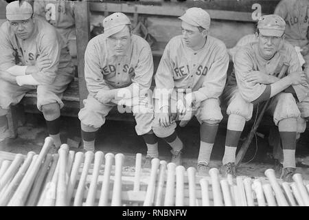 Babe Ruth, Bill Carrigan, Jack Barry, & Vean Gregg, Boston Red Sox 1916. Stock Photo