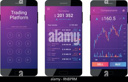Trading mobile interface Stock Vector