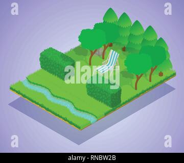 Quiet place concept banner, isometric style Stock Vector