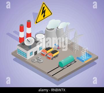 Power unit concept banner, isometric style Stock Vector