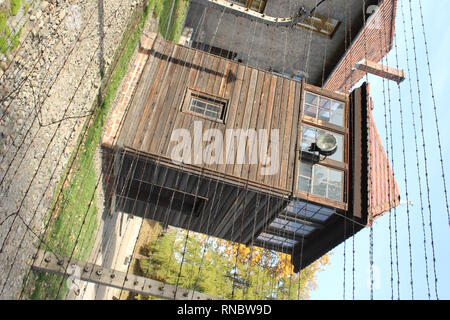 Birkenau Auschwitz Concentration Camp Watch tower Stock Photo