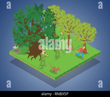 Rabid animal concept banner, isometric style Stock Vector