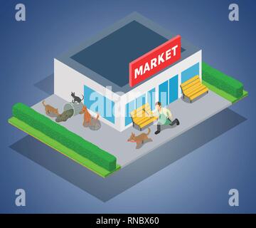 Pest animal concept banner, isometric style Stock Vector